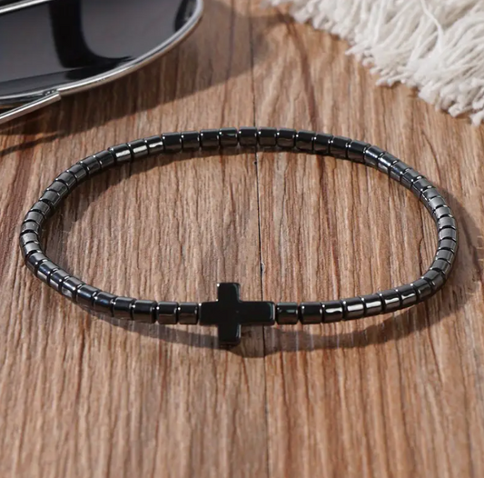 Faith Tier 2 - Black Hematite Cross Bracelet – A Symbol of Strength & Faith 🖤✝️